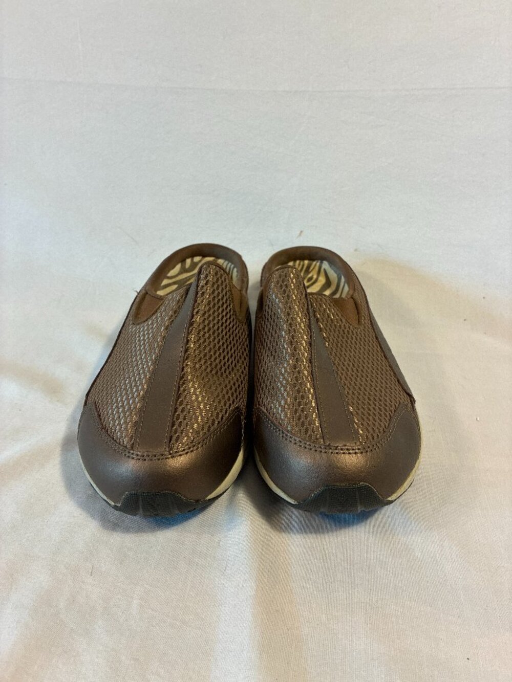 Easy Spirit Traveltime Brown Mesh Metallic Slip On Mule Clog Sneakers 7 W